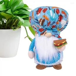 Figurine decorative Chef Gnomo Peluche Riutilizzabile Bambola senza volto con cappello che tiene cibo per cucina Divano Libreria Camino Desktop