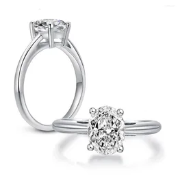 Cluster Ringe S925 Sterling Silber Ring Oval 2ct Moissanit Hochzeit Für Frauen Engagement Diamant Einfache Feine Schmuck