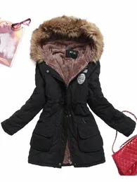 fitaylor New Winter Women Jacket Medium-lg Thicken Outwear Hooded Wadded Coat Slim Parka Cott-padded Jacket Overcoat Y9P4#