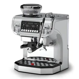 Máquina de café expresso Mcilpoog WS-TC530 com batedor de leite, máquina de café semiautomática com moedor e tela grande de 6 polegadas