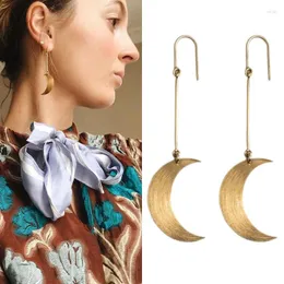 Dingle örhängen guldpläterad halvmåne lång droppe för kvinnor mode sliver varumärke smycken