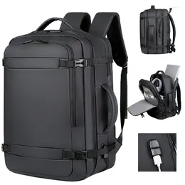Mochila 40L Expansível USB Travel Flight Aprovado Carry On Bags para Aviões Resistente à Água Durável Homens de 17 polegadas