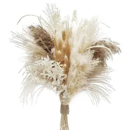 80PCS Natural Fully Pampas Grass Bouquet Boho Home Decor Phragmites Dried Flowers for Wedding Ramadan Decoration Mariage 240315