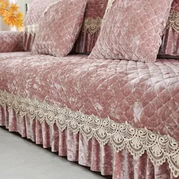 Чехлы на стулья, зимние толстые нескользящие плюшевые подушки для дивана, обычное простое полотенце в европейском стиле с юбкой, подлокотник, клетчатый стиль