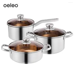 Cookware Sets Thickened Stainless Steel Pot Set Household Kitchen Soup Wok Combination Of 3