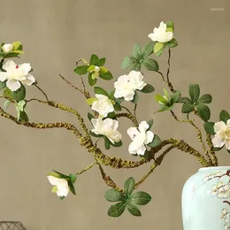 装飾的な花シミュレーションアザレア偽の絹の花の枝モデリングホームデコレーションチャイニーズ禅セラミック花瓶