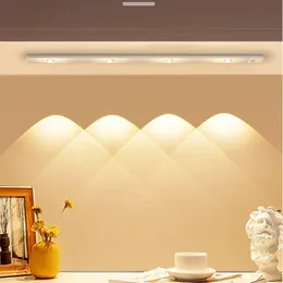 Lampada da armadio a LED ultrasottile intelligente Induzione a LED con sensore di movimento Luce notturna per armadio Lampada da parete con ricarica USB per lampada da cucina per armadio