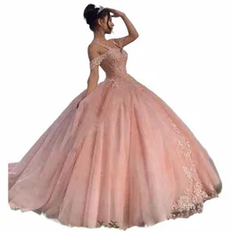 Angelsbridep Pasek Różowa suknia balowa Quinceanera Dres 15 impreza urodziny seksowne ukochane koronkowe vestidos de Debiutante Ballkleid Hot W7vw#