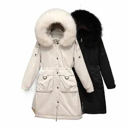 Большой пуховик с меховым воротником ракко, зимняя куртка, 90% белая утиная пуховая куртка с капюшоном, теплые парки со съемной подкладкой, пальто E3vf #