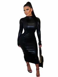 Hawthaw Women LG Sleeve Party Club Bodyc Streetwear Black Fall Midi Dr 2022 Autumn Ubrania Hurtowe przedmioty do Busin R9D8#