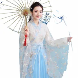 Mulheres Hanfu Dr Chinês Traditial Festival Outfit Trajes de Dança Folclórica Antiga Fada Oriental Princ Hanfu Dres SL7158 P0ek #