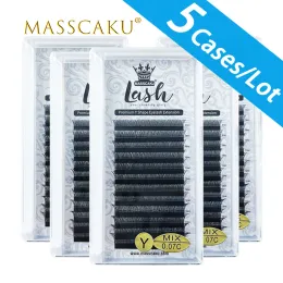 Eyelashes 5cases/lot Create your own logo c/d curl YYshaped eyelash extension faux mink fluffy individual eyelash extension supplies