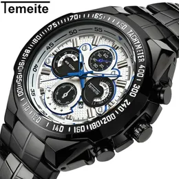 TEMEITE Luxo Mens Business Watch Moda Simples Relógio de Quartzo Masculino Relógio Data Relógios de Pulso Masculino Relogio232w