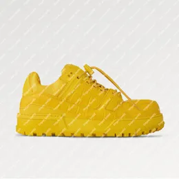 Explosion hot Men's Women's Trainer Maxi Sneaker 1ACN2G Yellow Alligator-printed calf leather Technical laces stopper bold colors oversized fit tonal rubber outsole