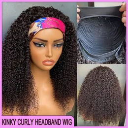 Grade 12A 10A Peruvian Indian Brazilian Kinky Curly 4b Headband Wig 22 Inch 100% Raw Virgin Remy Human Hair