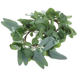 Decorative Flowers 2 Pcs Simulated Garland Ring Eucalyptus Wedding Decore Small Wreath Decorations Pe (plastic)