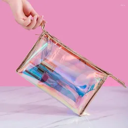 Kosmetiska väskor 1 PC Laser Transparent Girl Bag PVC Clear Makeup For Women Waterproof Zipper Beauty Case Travel Toalettetry