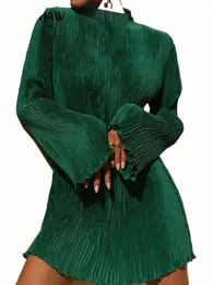 Hawthaw Women Elegancki LG Sleeve Streetwear Bodyc Green Fall Mini Dr 2022 Autumn Ubrania Hurtowe Przedmioty dla Busin I7iz#