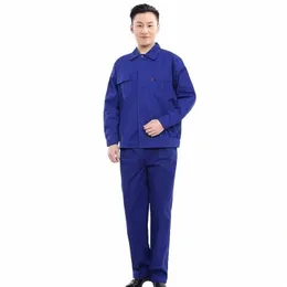 spring 100% Cott Work Clothing Plain Color Worker Uniform Welding Suit Wear Resistant Factory Workshop Repairman Work Coverall e7i9#