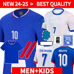 2024 25 팬 플레이어 프랑스 축구 저지 Benzema giroud mbappe griezmann saliba pavard kante maillot de foot equipe awid kit kit jersey 풋볼 셔츠 홈 여자