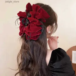 Hair Clips Molans Extra large Solid Color Hair Clips Feather Hairpin Multi-layer Barrettes Autumn Winter Hair Pins Bands Hair Accessories Y240329