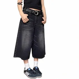 reddachic Original Retro Y2k Baggy Jorts Women Men Low Waist Cropped Black Jeans Acubi Distred Frayed Denim Casual Wide Pants 63JF#