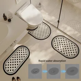 Banyo Paspasları Banyo Anti Kayma Mat Anti Slip Alt Alt Emici Banyo Halı U şeklindeki Tuvalet Mat Hızlı kuruyan Ayak Tipi Banyo Halı 240312