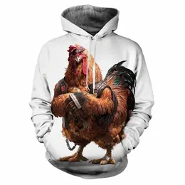 unisex fi hayvan grafik 3d baskılı hoodies komik serin tavuk kapüşonlu kazaklar sonbahar kışa sokak lg kollu üstler A20V#