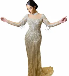 Shar powiedział luksusowe szampana syrena dubai wieczór Dr z odłączoną relainami arabskie kobiety ślubne sukienki imprezowe SS265 48ZM#