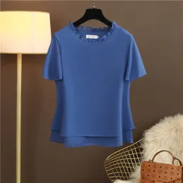 Tops MOYISU Women clothing Chiffon Blouses Plus size L6XL 2022 New Summer Short sleeve Shirts Loose Casual Top Blusa de talla grande