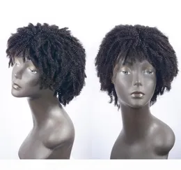 Kısa Afro Kinky Kıvırcık Tam Dantel İnsan Saçlı Peruklar İşlenmemiş Brezilya Glueless İnsan Saçı Dantel Ön Peruk Bangs Bebek Hair5418962