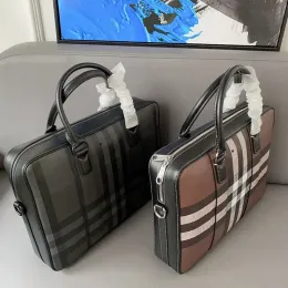 حقائب مصممة للرجال حقائب اليد الفاخرة للعلامة التجارية مخططة تصميم كمبيوتر محمول حرف جلدي للسعة الكتف متعددة الاستخدامات -14