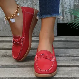 Sıradan Ayakkabı Pu Loafers 2024 Moda Yuvarlak Ayak Parmağı İlkbahar/Sonbahar Yetişkin Katı Slip-On Dikiş Koğa Daireler Zapatos Planos