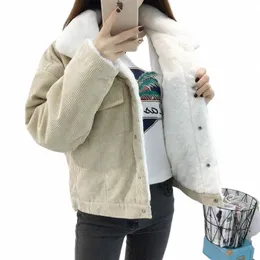 Casual Velluto a coste di spessore Parka Donna Cappotto Autunno Inverno Caldo Pelliccia di agnello Fi Tuta sportiva Donna Giacca streetwear Cappotto femminile l9tF #