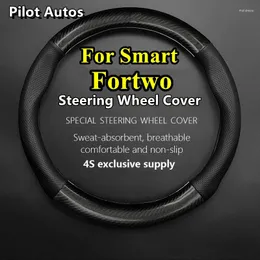 Capas de volante para smart fortwo capa de carro couro genuíno fibra carbono mulher homem verão inverno