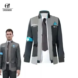 ROLECOS Game Detroit Torne -se traje de cosplay humano Connor Cosplay Uniform Men Jaqueta Branca Camise