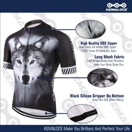 Kit per ciclisti di Kemaloce Cycling Jersey 2022 Wolf Pro UNISEX Sport Summer Men Bike Summer Usura Kit per camicia per biciclette stampata in 3D