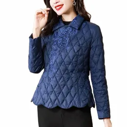 2023New Women's Parka Winter Fi Loose Little Cott Jacket Embroidery Down Cott Jacket Thin Cott Coat Female B7ce#