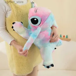 Stuffed Plush Animals New 45/60/80cm Heptacolor Stitch Doll Plush Toys Plush Stuffed Doll Soft Pillow Prone Posture Blue Cute Toy Gifts240327