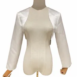 LG Kollu Düğün Ceket Sargılar Bolero Saten Kadınlar Ucuz Gelin Cape Bridal Wrap Omuz silkme Özel Yapım B1NU#