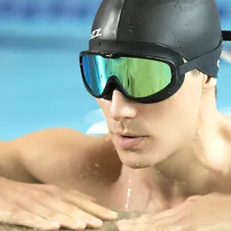 Copozz óculos de natação antiembaçante, lente em formato inteiro, proteção uv com armação de silicone grande, óculos de natação para homens e mulheres 240322