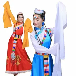 Oferta Especial Fantasias de dança tibetanas chinesas, roupas populares, mangas, traje de palco, natal yangko para 150cm-175cm de altura u300 #