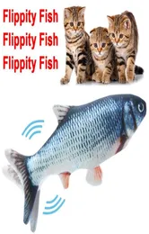 Lanciare il pesce Giocattolo del gatto Peluche realistico Lanciare la bambola elettrica Divertenti animali interattivi Chew Bite Floppy Toy Perfetto per Kitty Exercis2675503