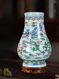 Vasi Decorazione vaso in ceramica di Jingdezhen Mensola per curiosità in porcellana bianca e blu dipinta a mano retrò cinese
