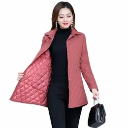 Herbst Winter Warme dünne Steppjacke LG-Ärmeln Jacke Parkas Neue mittlere Alter Frauen Cott-gepolsterte Tops Mutter Cott Mantel O2uz #