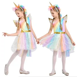 Halloween New Girl Unicorn Dress Performance Dress Rainbow Dress Stage Performance Dress 230801