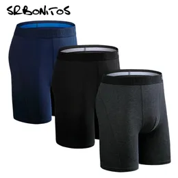 3pcs Set uzun bacak boksör şortları erkekler için iç çamaşırı pamuk iç çamaşırları erkek külot markası altyapı boksörleri seksi homme 240328