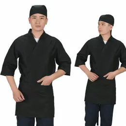 jemma LEONG Japanese Cuisine Clothing Kimo Sushi Restaurant Izakaya Chef Uniform For Women Men Waitr Waiter H242#