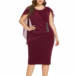 Plus Size Party Dres para Mulheres 2022 Outono Inverno Emnroidry Noite Midi Dr Fi Manga Flare Elegante Dr 3XL 4XL5XL 88Gp #