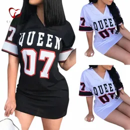 T Shirt Dr Women Dr Hip Hop Queen Printed Lg T Shirt Loose V Szyja Sexy Mini Dr Robe Camiseta Vestidos Z5x0#